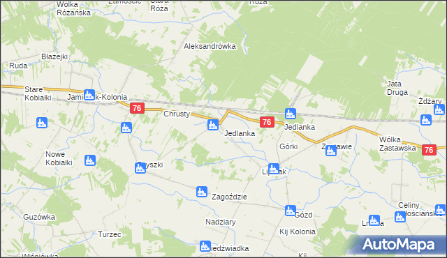 mapa Jedlanka gmina Stoczek Łukowski, Jedlanka gmina Stoczek Łukowski na mapie Targeo