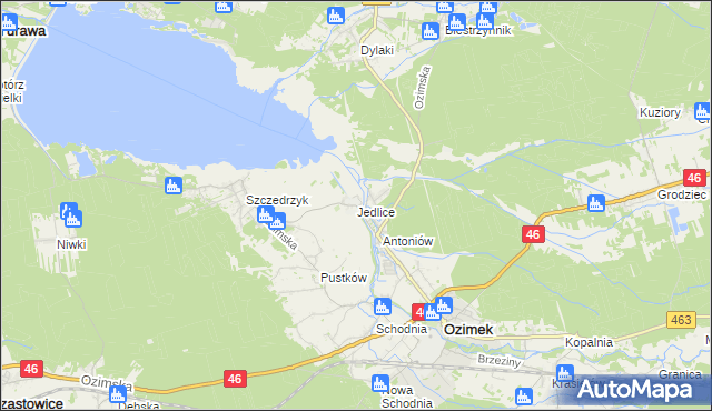 mapa Jedlice gmina Ozimek, Jedlice gmina Ozimek na mapie Targeo