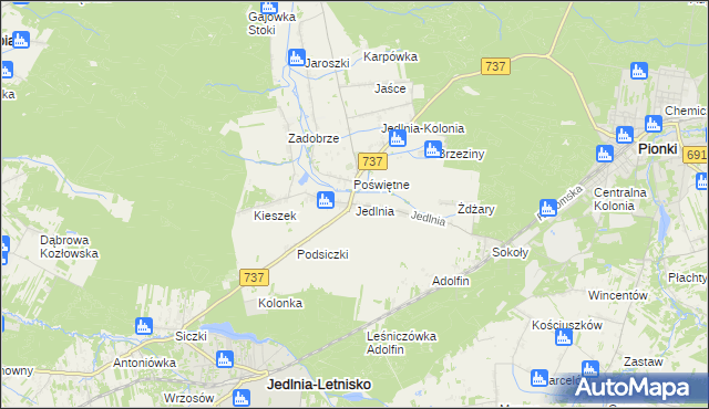 mapa Jedlnia, Jedlnia na mapie Targeo