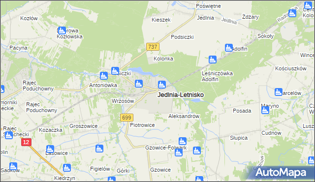 mapa Jedlnia-Letnisko, Jedlnia-Letnisko na mapie Targeo