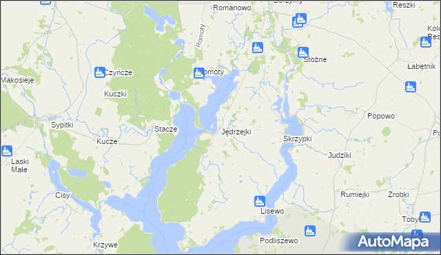 mapa Jędrzejki, Jędrzejki na mapie Targeo