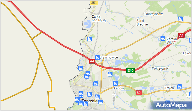 mapa Jędrzychowice gmina Zgorzelec, Jędrzychowice gmina Zgorzelec na mapie Targeo