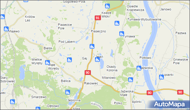mapa Jeleń gmina Gniew, Jeleń gmina Gniew na mapie Targeo