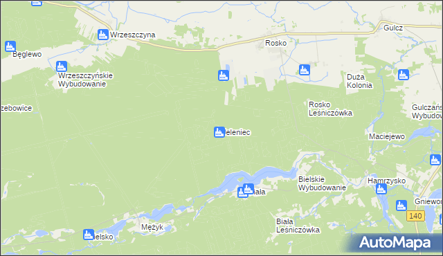 mapa Jeleniec gmina Wieleń, Jeleniec gmina Wieleń na mapie Targeo
