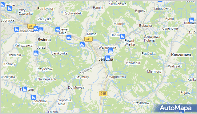 mapa Jeleśnia, Jeleśnia na mapie Targeo