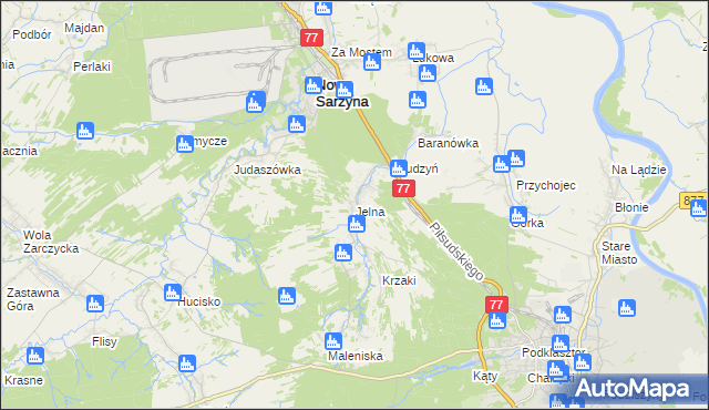 mapa Jelna gmina Nowa Sarzyna, Jelna gmina Nowa Sarzyna na mapie Targeo