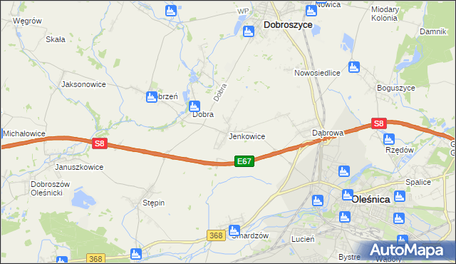 mapa Jenkowice gmina Oleśnica, Jenkowice gmina Oleśnica na mapie Targeo