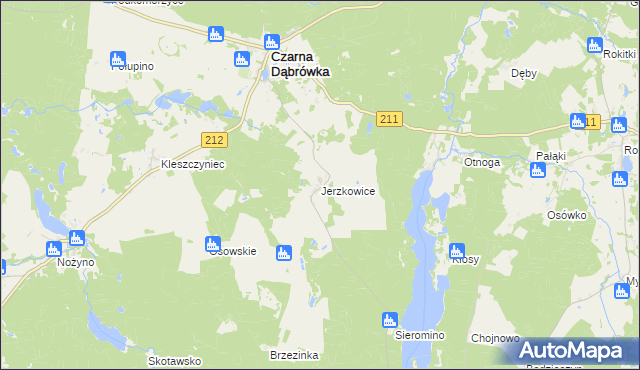 mapa Jerzkowice, Jerzkowice na mapie Targeo