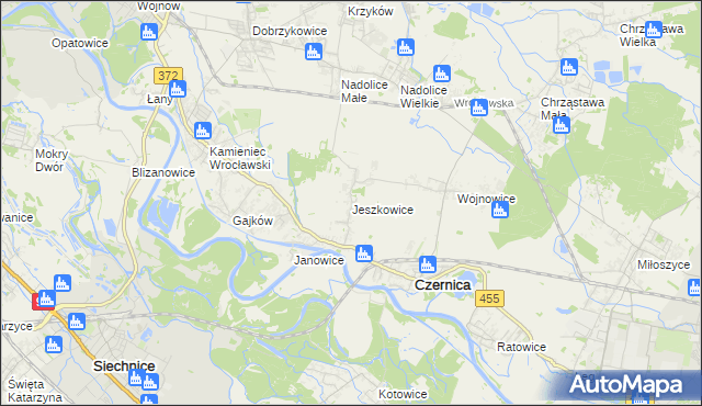 mapa Jeszkowice, Jeszkowice na mapie Targeo