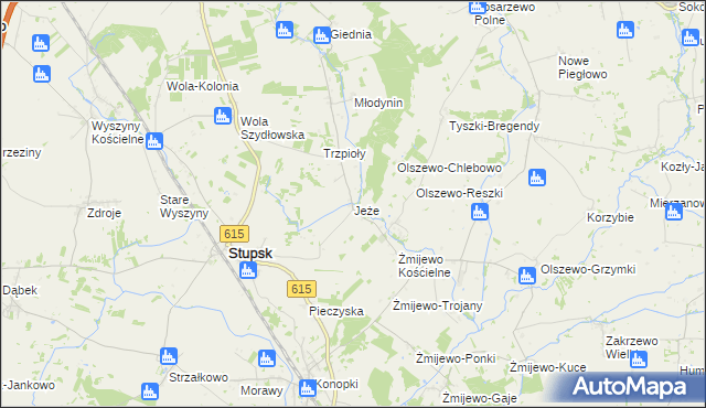 mapa Jeże gmina Stupsk, Jeże gmina Stupsk na mapie Targeo