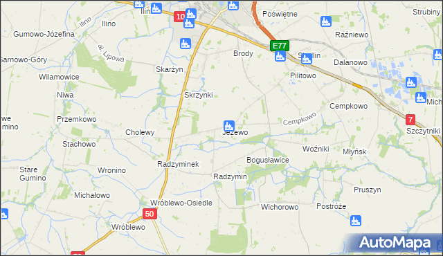 mapa Jeżewo gmina Płońsk, Jeżewo gmina Płońsk na mapie Targeo