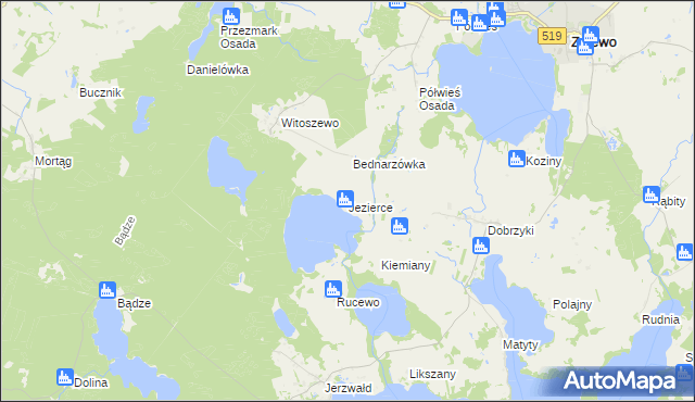 mapa Jezierce gmina Zalewo, Jezierce gmina Zalewo na mapie Targeo