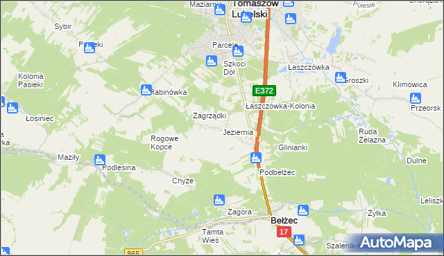 mapa Jeziernia, Jeziernia na mapie Targeo