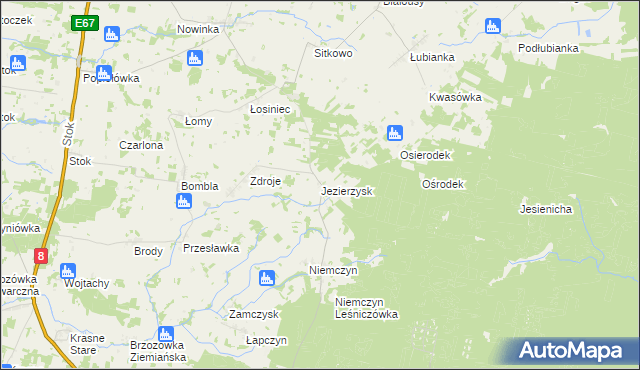 mapa Jezierzysk, Jezierzysk na mapie Targeo