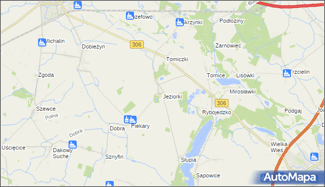 mapa Jeziorki gmina Stęszew, Jeziorki gmina Stęszew na mapie Targeo