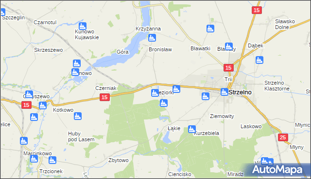 mapa Jeziorki gmina Strzelno, Jeziorki gmina Strzelno na mapie Targeo