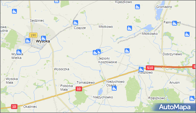 mapa Jeziorki Kosztowskie, Jeziorki Kosztowskie na mapie Targeo