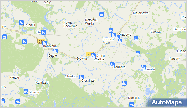 mapa Jeziorki Wielkie, Jeziorki Wielkie na mapie Targeo