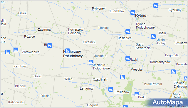 mapa Jeziorko gmina Kocierzew Południowy, Jeziorko gmina Kocierzew Południowy na mapie Targeo