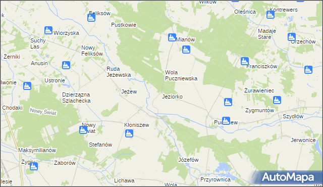 mapa Jeziorko gmina Lutomiersk, Jeziorko gmina Lutomiersk na mapie Targeo