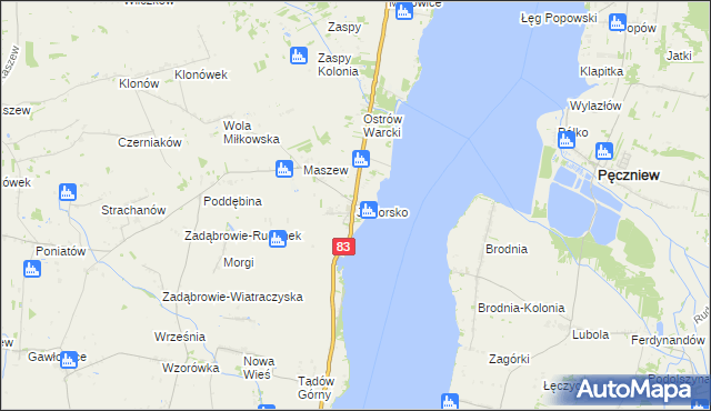 mapa Jeziorsko, Jeziorsko na mapie Targeo