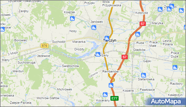 mapa Jeziorzany gmina Tarczyn, Jeziorzany gmina Tarczyn na mapie Targeo