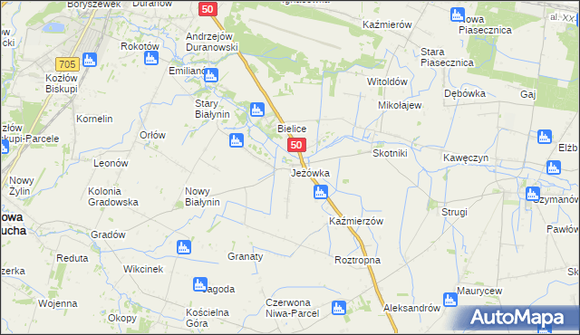 mapa Jeżówka gmina Sochaczew, Jeżówka gmina Sochaczew na mapie Targeo