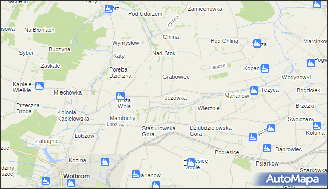 mapa Jeżówka gmina Wolbrom, Jeżówka gmina Wolbrom na mapie Targeo