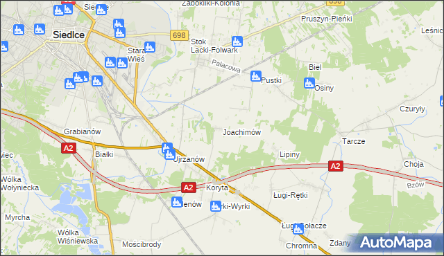 mapa Joachimów, Joachimów na mapie Targeo