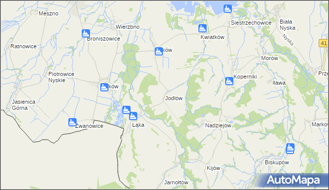 mapa Jodłów gmina Otmuchów, Jodłów gmina Otmuchów na mapie Targeo