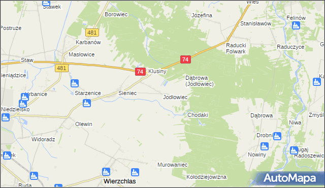 mapa Jodłowiec, Jodłowiec na mapie Targeo