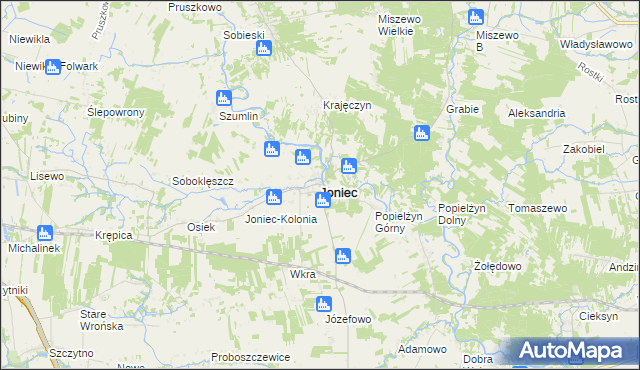 mapa Joniec, Joniec na mapie Targeo