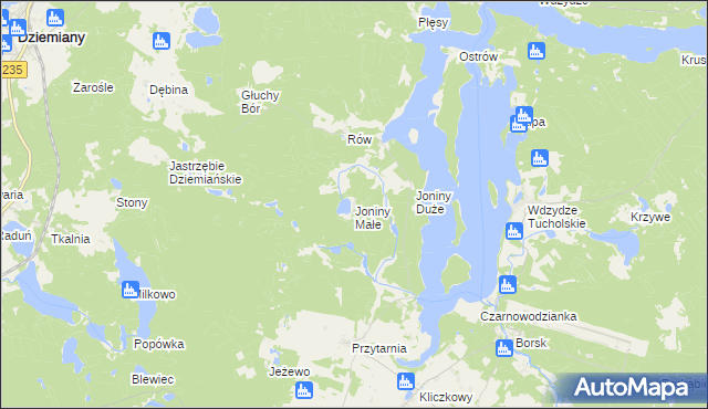 mapa Joniny Małe, Joniny Małe na mapie Targeo