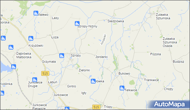 mapa Jordanki, Jordanki na mapie Targeo