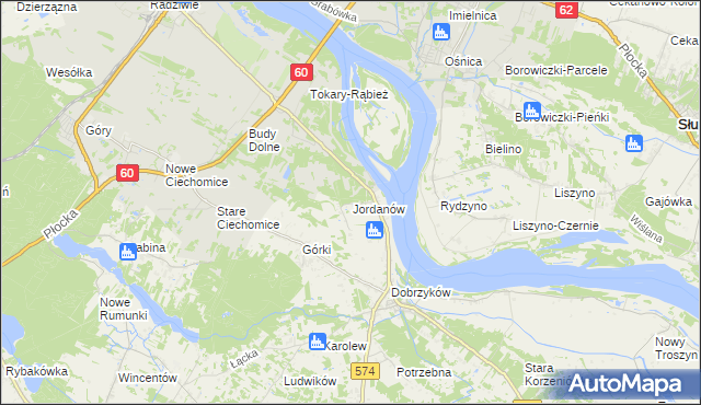 mapa Jordanów gmina Gąbin, Jordanów gmina Gąbin na mapie Targeo