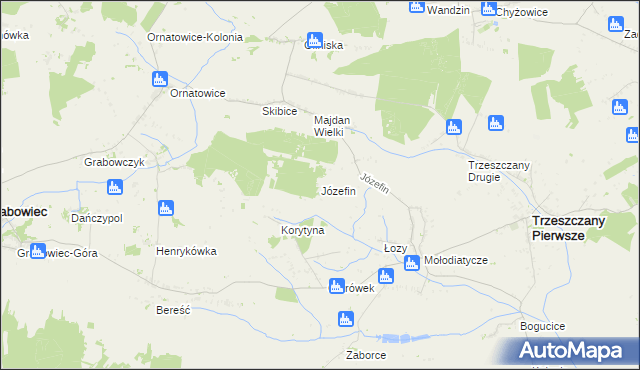 mapa Józefin gmina Trzeszczany, Józefin gmina Trzeszczany na mapie Targeo