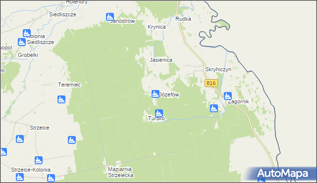 mapa Józefów gmina Dubienka, Józefów gmina Dubienka na mapie Targeo