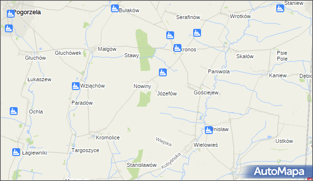 mapa Józefów gmina Koźmin Wielkopolski, Józefów gmina Koźmin Wielkopolski na mapie Targeo