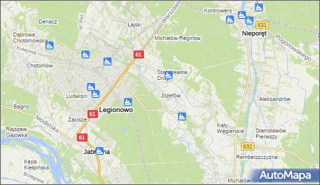 mapa Józefów gmina Nieporęt, Józefów gmina Nieporęt na mapie Targeo