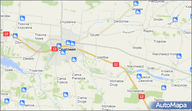 mapa Józefów gmina Opatówek, Józefów gmina Opatówek na mapie Targeo