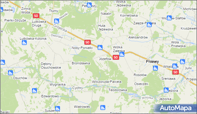 mapa Józefów gmina Pniewy, Józefów gmina Pniewy na mapie Targeo