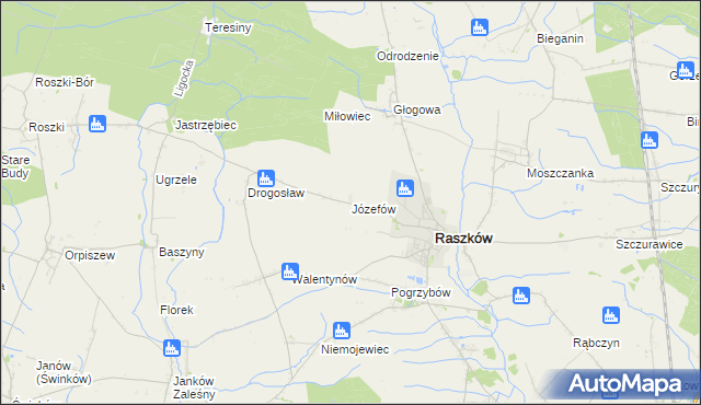 mapa Józefów gmina Raszków, Józefów gmina Raszków na mapie Targeo
