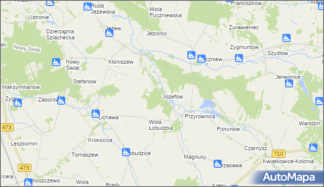 mapa Józefów gmina Zadzim, Józefów gmina Zadzim na mapie Targeo