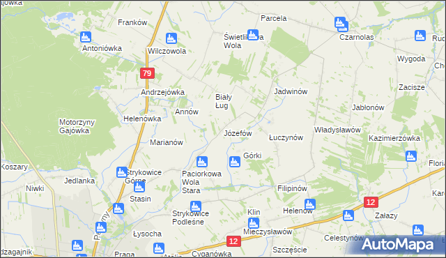 mapa Józefów gmina Zwoleń, Józefów gmina Zwoleń na mapie Targeo