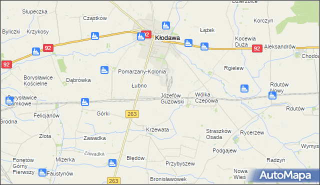 mapa Józefów Guzowski, Józefów Guzowski na mapie Targeo