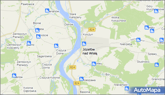 mapa Józefów nad Wisłą, Józefów nad Wisłą na mapie Targeo