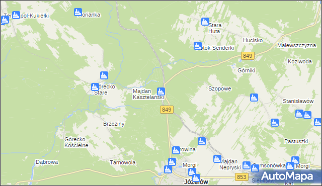 mapa Józefów Roztoczański, Józefów Roztoczański na mapie Targeo