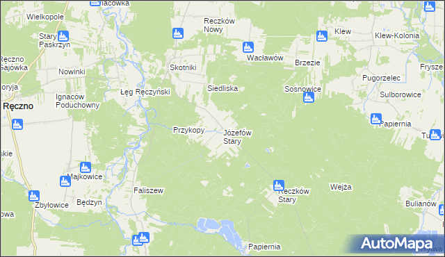 mapa Józefów Stary gmina Przedbórz, Józefów Stary gmina Przedbórz na mapie Targeo