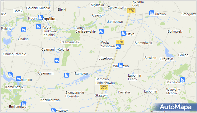 mapa Józefowo gmina Lubraniec, Józefowo gmina Lubraniec na mapie Targeo