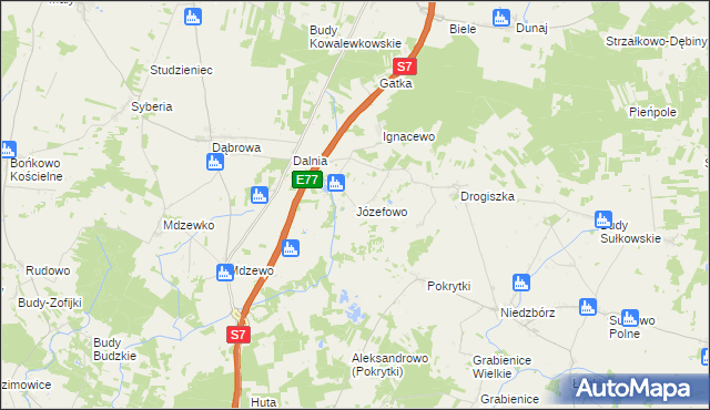 mapa Józefowo gmina Strzegowo, Józefowo gmina Strzegowo na mapie Targeo